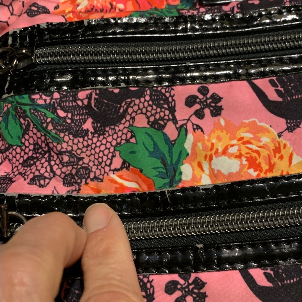 Betsey Johnson Pink Floral Skulls and Roses Crossbody Bag - Picture 12 of 16